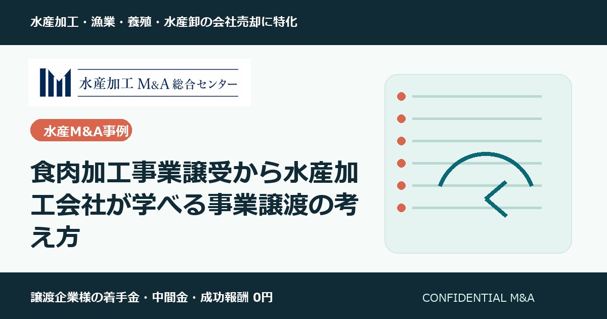 食肉加工事業譲受から水産加工会社が学べる事業譲渡の考え方 のアイキャッチ画像