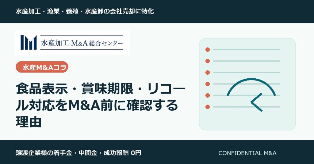 食品表示・賞味期限・リコール対応をM&A前に確認する理由 のアイキャッチ画像