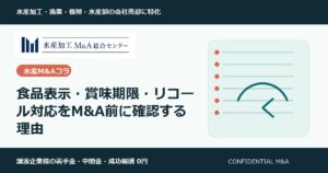 食品表示・賞味期限・リコール対応をM&A前に確認する理由 のアイキャッチ画像